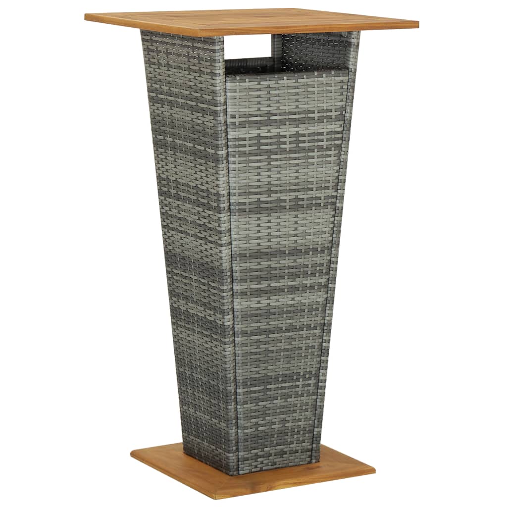 Set Bar Giardino 3pz Grigio Polyrattan e Legno Massello Acacia | homemem39