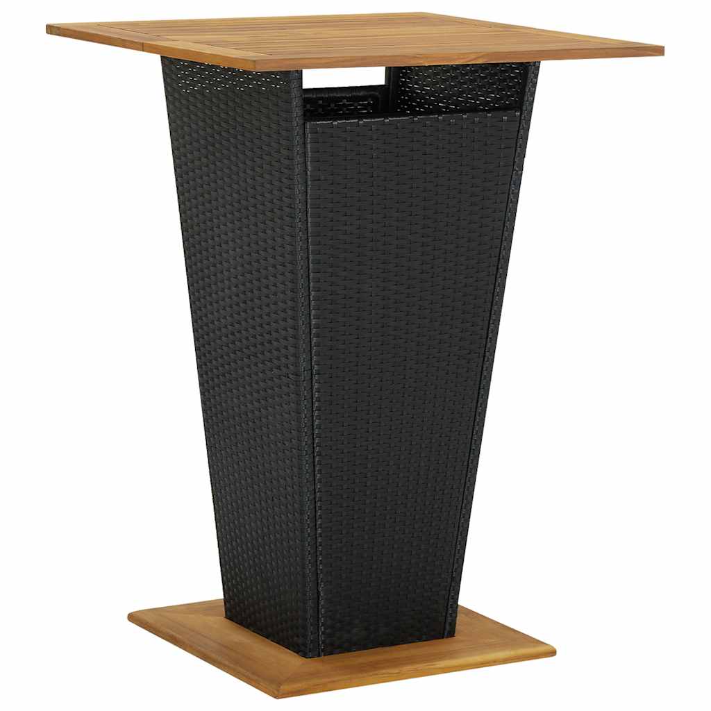 Set Bar Giardino 5 pz Nero Polyrattan e Legno Massello Acacia | homemem39