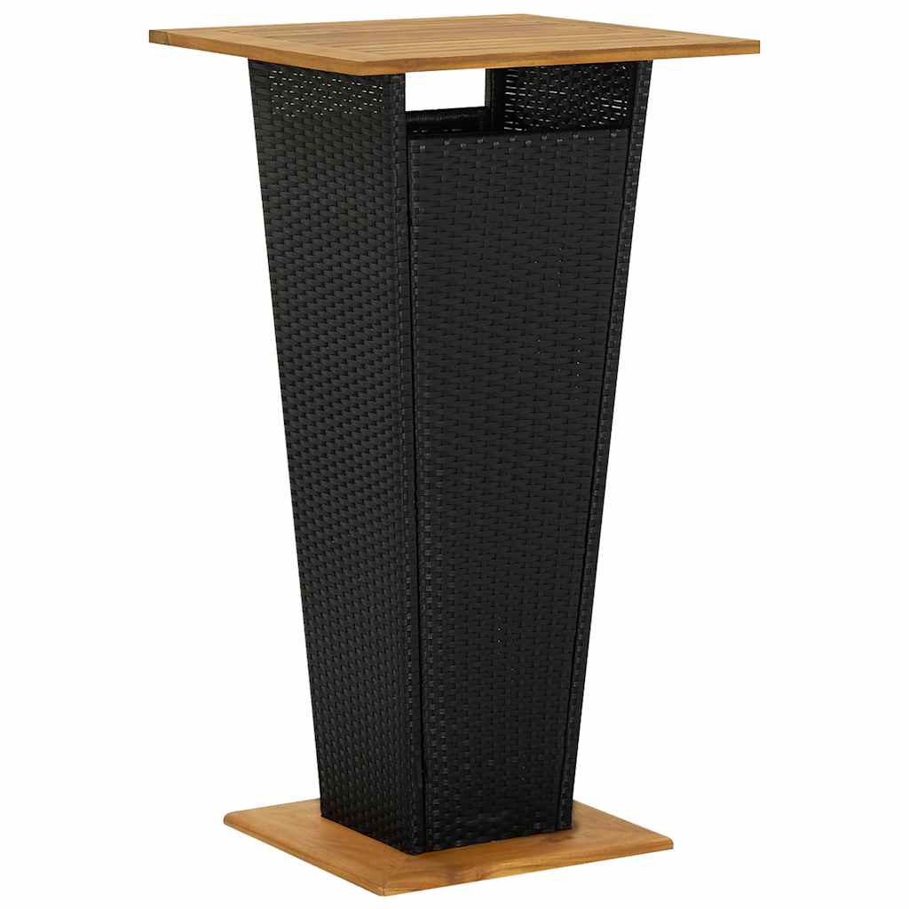Set Bar Giardino 3 pz Nero Polyrattan e Legno Massello Acacia | homemem39