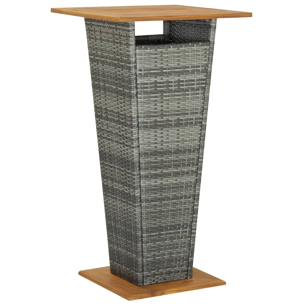 Set Bar Giardino 3pz Grigio Polyrattan e Legno Massello Acacia | homemem39