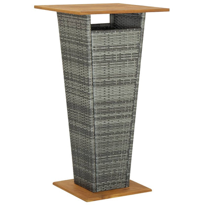 Set Bar Giardino 3pz Grigio Polyrattan e Legno Massello Acacia | homemem39