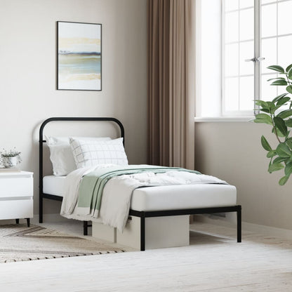 Giroletto con Testiera in Metallo Nero 80x200 cm | homemem39