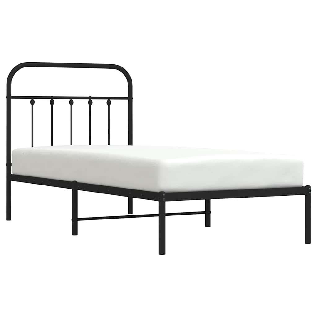 Giroletto con Testiera in Metallo Nero 90x200 cm | homemem39