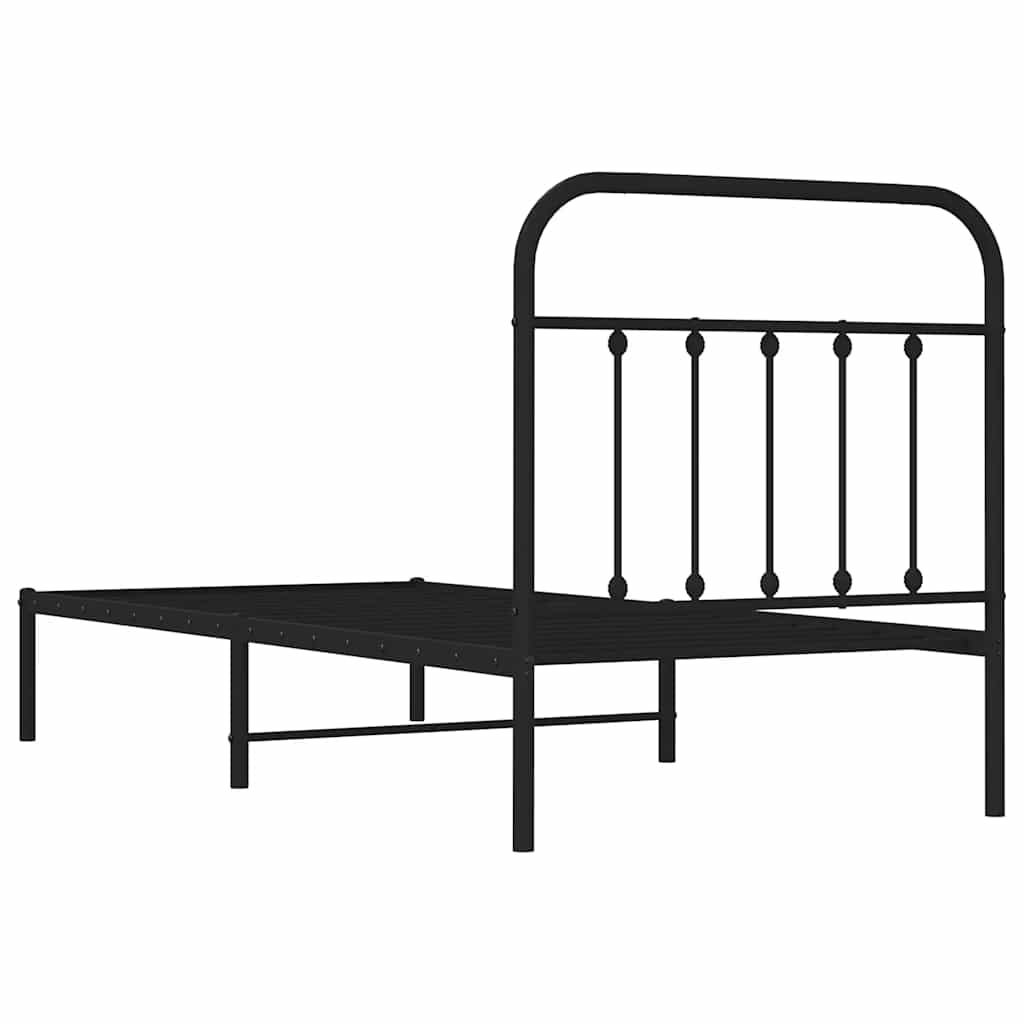 Giroletto con Testiera in Metallo Nero 90x200 cm | homemem39