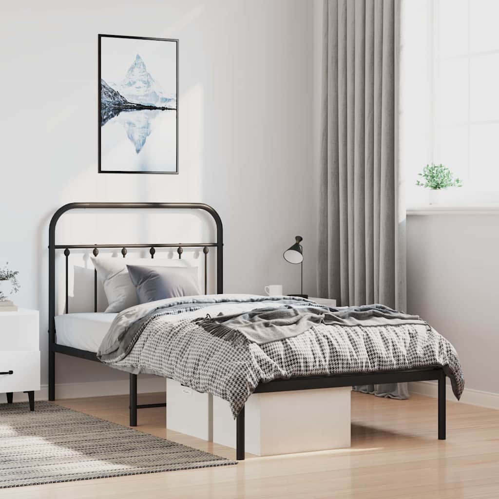 Giroletto con Testiera Metallo Nero 100x200 cm | homemem39