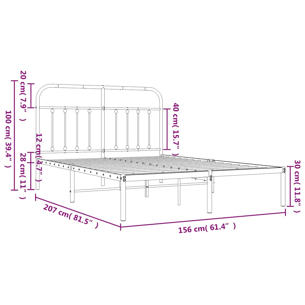 Giroletto con Testiera in Metallo Nero 150x200 cm | homemem39