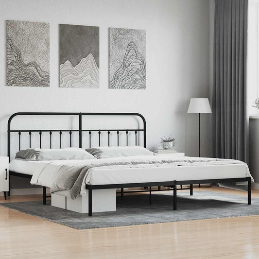 Giroletto con Testiera in Metallo Nero 200x200 cm | homemem39