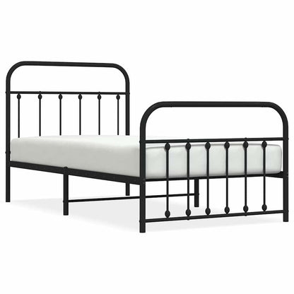 Giroletto con Testiera e Pediera Metallo Nero 100x190 cm | homemem39