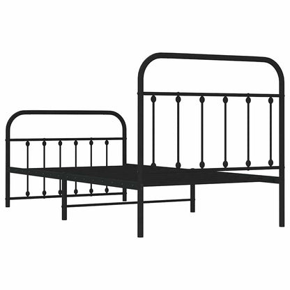 Giroletto con Testiera e Pediera Metallo Nero 100x190 cm | homemem39