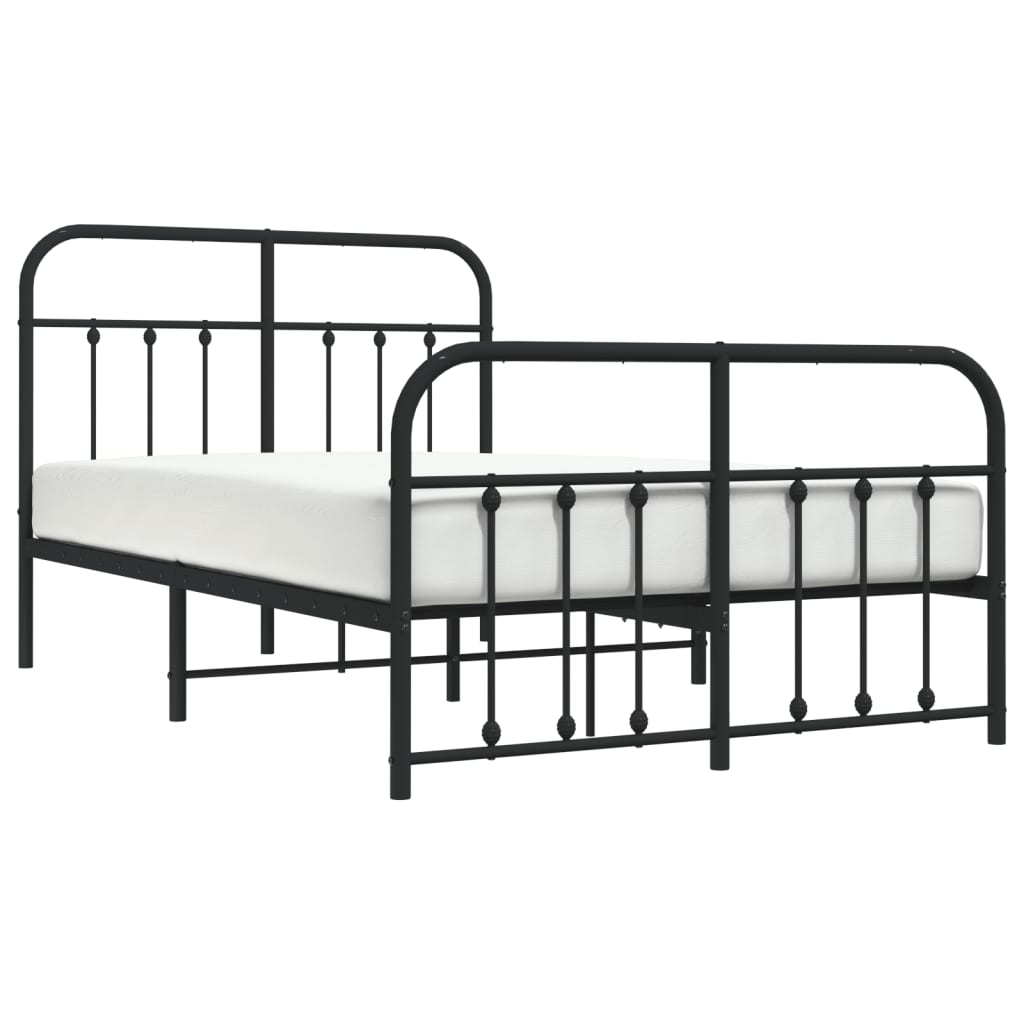 Giroletto con Testiera e Pediera Metallo Nero 120x200 cm | homemem39