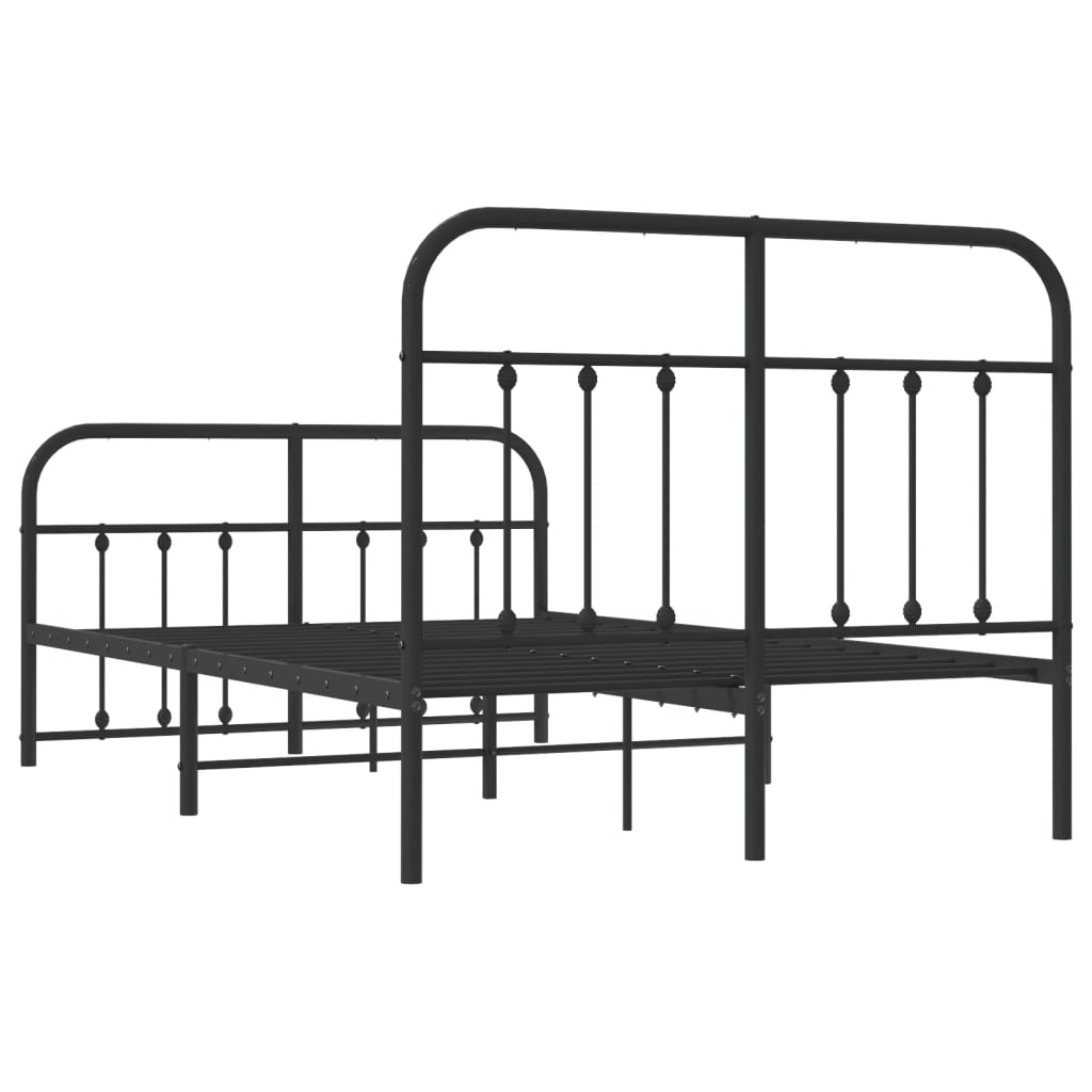 Giroletto con Testiera e Pediera Metallo Nero 120x200 cm | homemem39