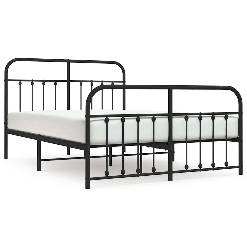 Giroletto con Testiera e Pediera Metallo Nero 135x190 cm | homemem39