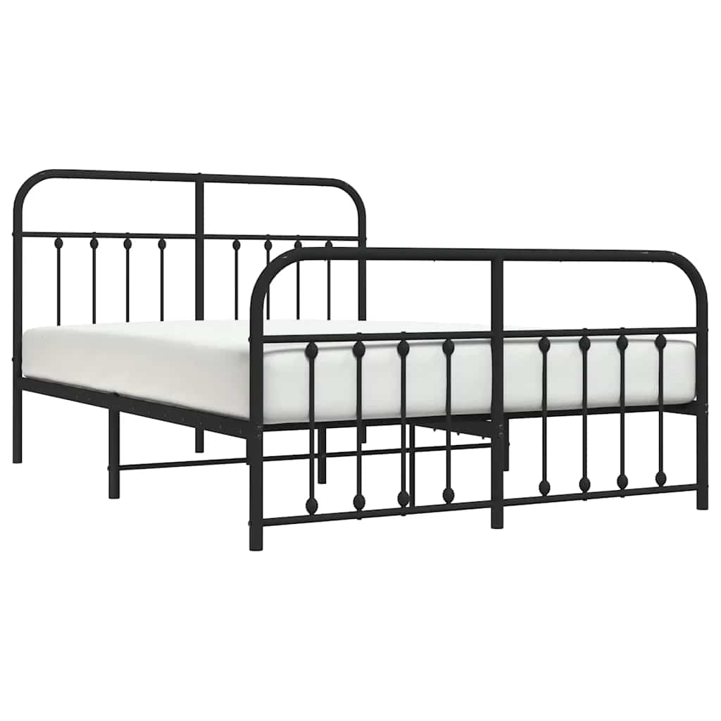 Giroletto con Testiera e Pediera Metallo Nero 135x190 cm | homemem39