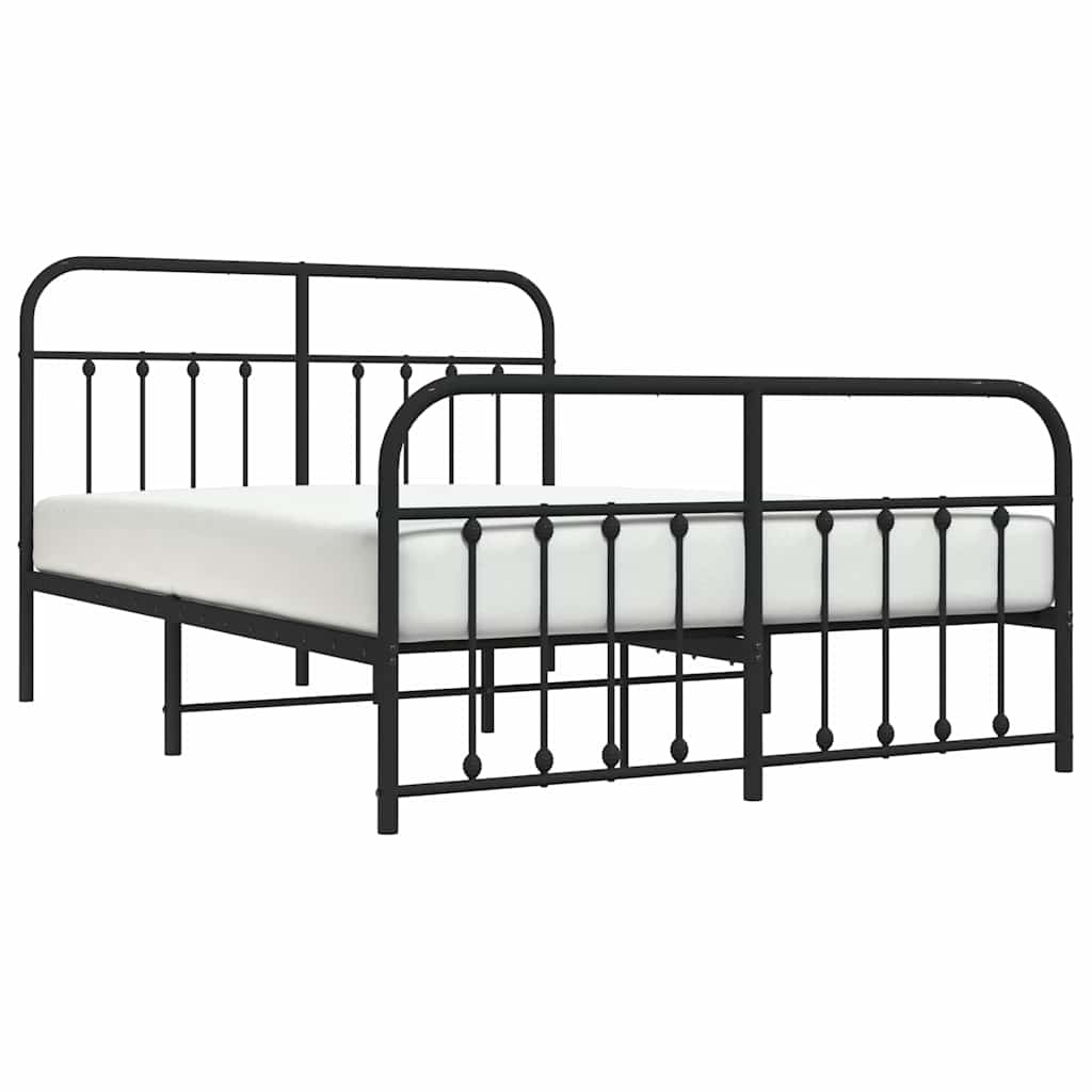Giroletto con Testiera e Pediera Metallo Nero 150x200 cm | homemem39