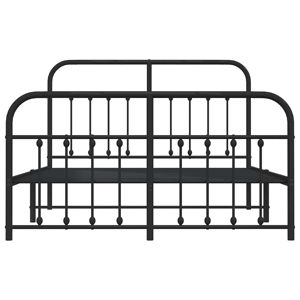 Giroletto con Testiera e Pediera Metallo Nero 150x200 cm | homemem39