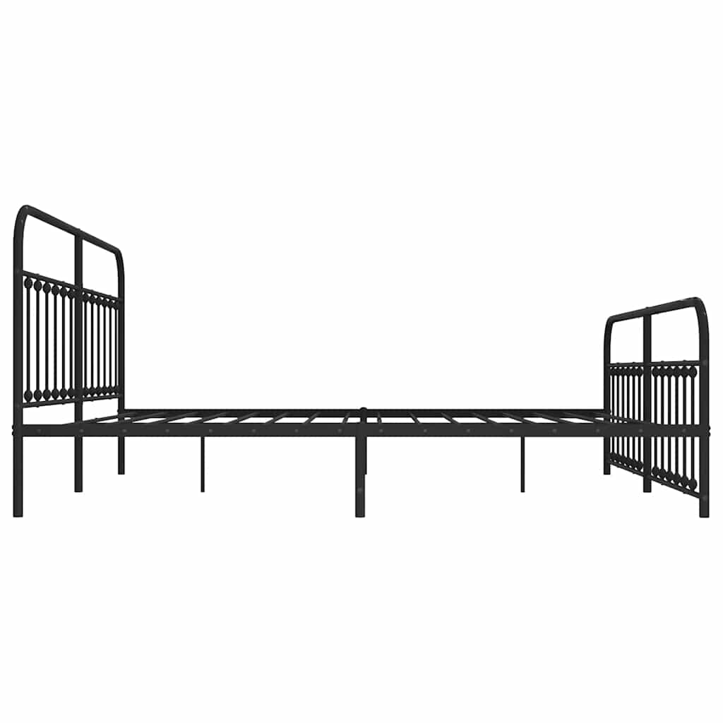 Giroletto con Testiera e Pediera Metallo Nero 193x203 cm | homemem39
