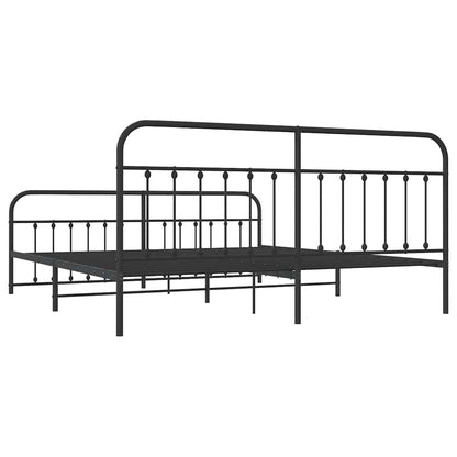 Giroletto con Testiera e Pediera Metallo Nero 193x203 cm | homemem39