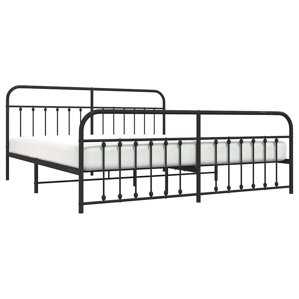 Giroletto con Testiera e Pediera Metallo Nero 200x200 cm