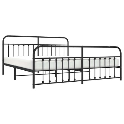 Giroletto con Testiera e Pediera Metallo Nero 200x200 cm