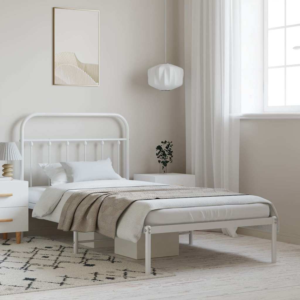 Giroletto con Testiera Metallo Bianco 100x200 cm | homemem39