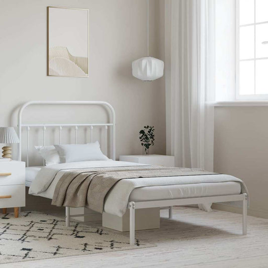 Giroletto con Testiera Metallo Bianco 100x200 cm | homemem39