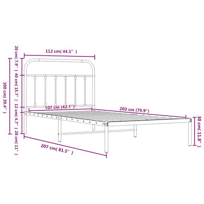 Giroletto con Testiera Metallo Bianco 107x203 cm | homemem39