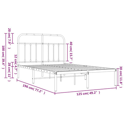 Giroletto con Testiera Metallo Bianco 120x190 cm | homemem39