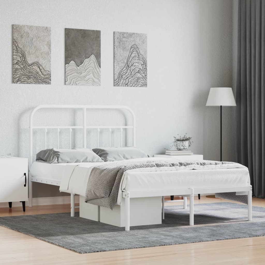Giroletto con Testiera in Metallo Bianco 120x200 cm | homemem39