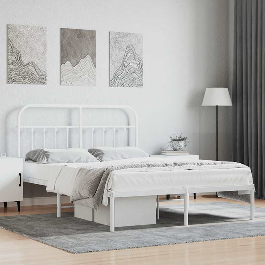 Giroletto con Testiera Metallo Bianco 135x190 cm | homemem39