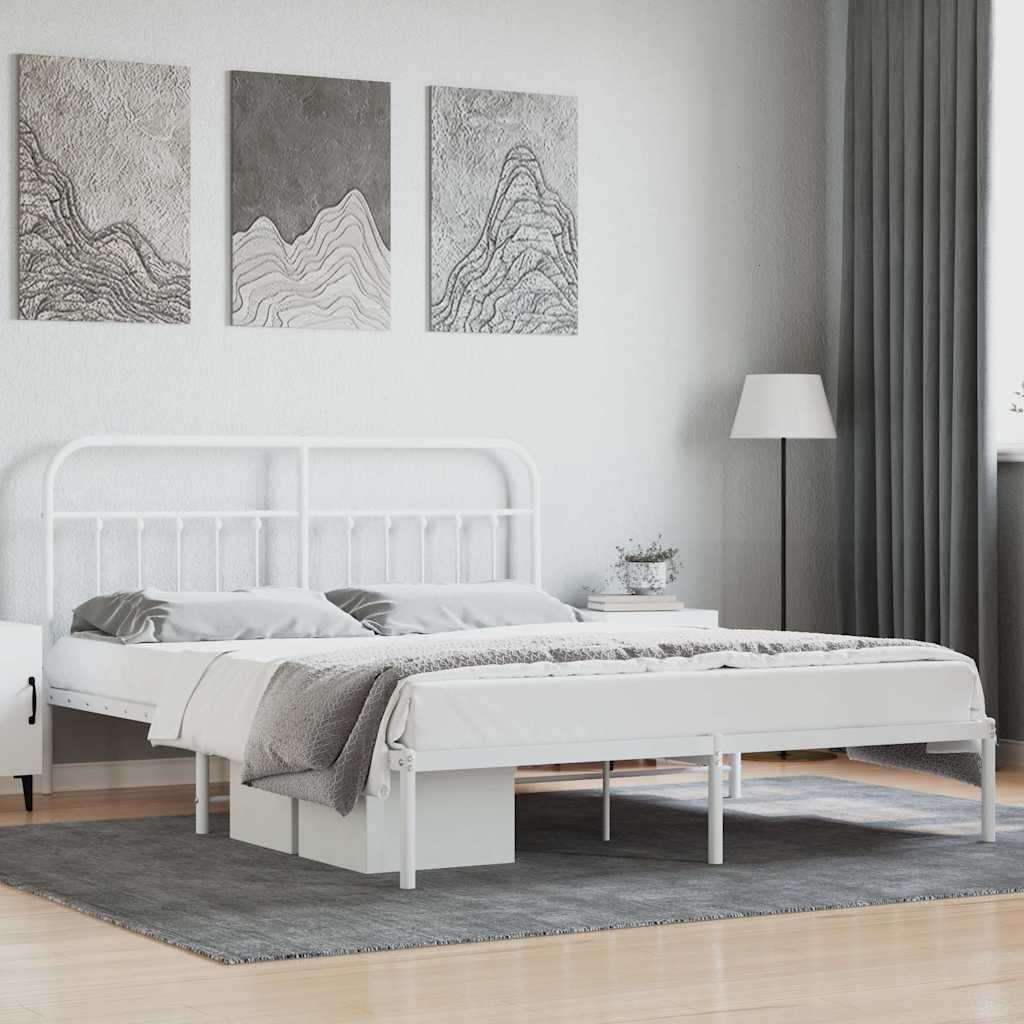 Giroletto con Testiera Metallo Bianco 180x200 cm | homemem39
