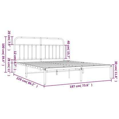 Giroletto con Testiera Metallo Bianco 183x213 cm | homemem39