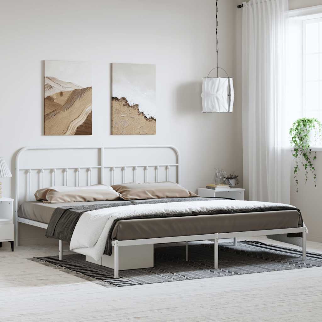 Giroletto con Testiera Metallo Bianco 183x213 cm | homemem39