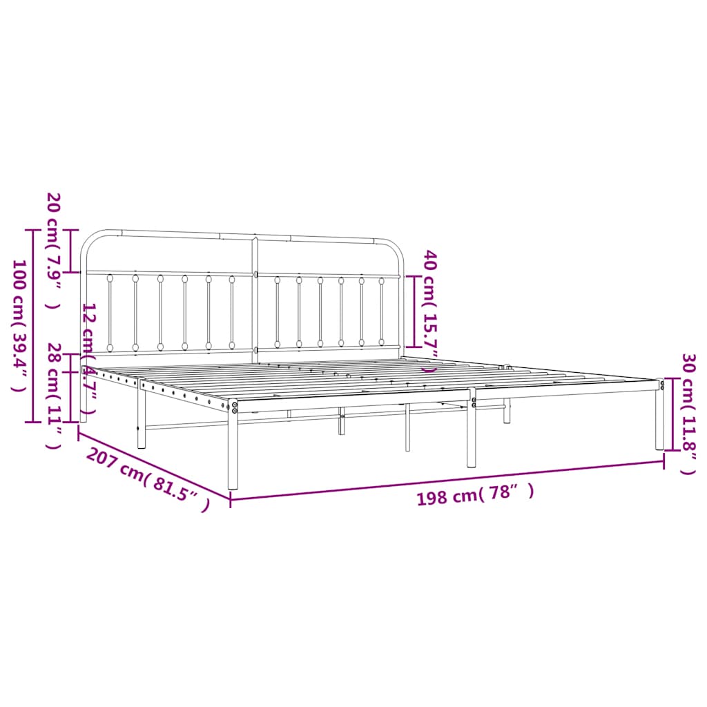 Giroletto con Testiera Metallo Bianco 193x203 cm | homemem39