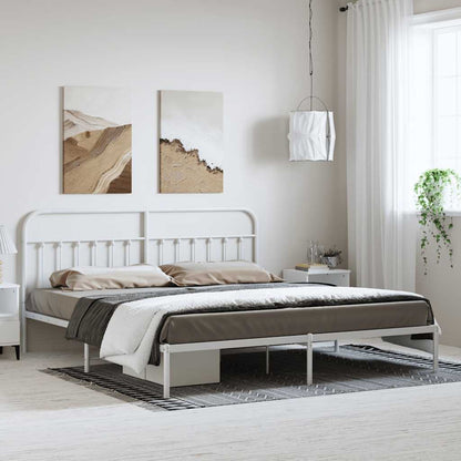 Giroletto con Testiera Metallo Bianco 193x203 cm | homemem39