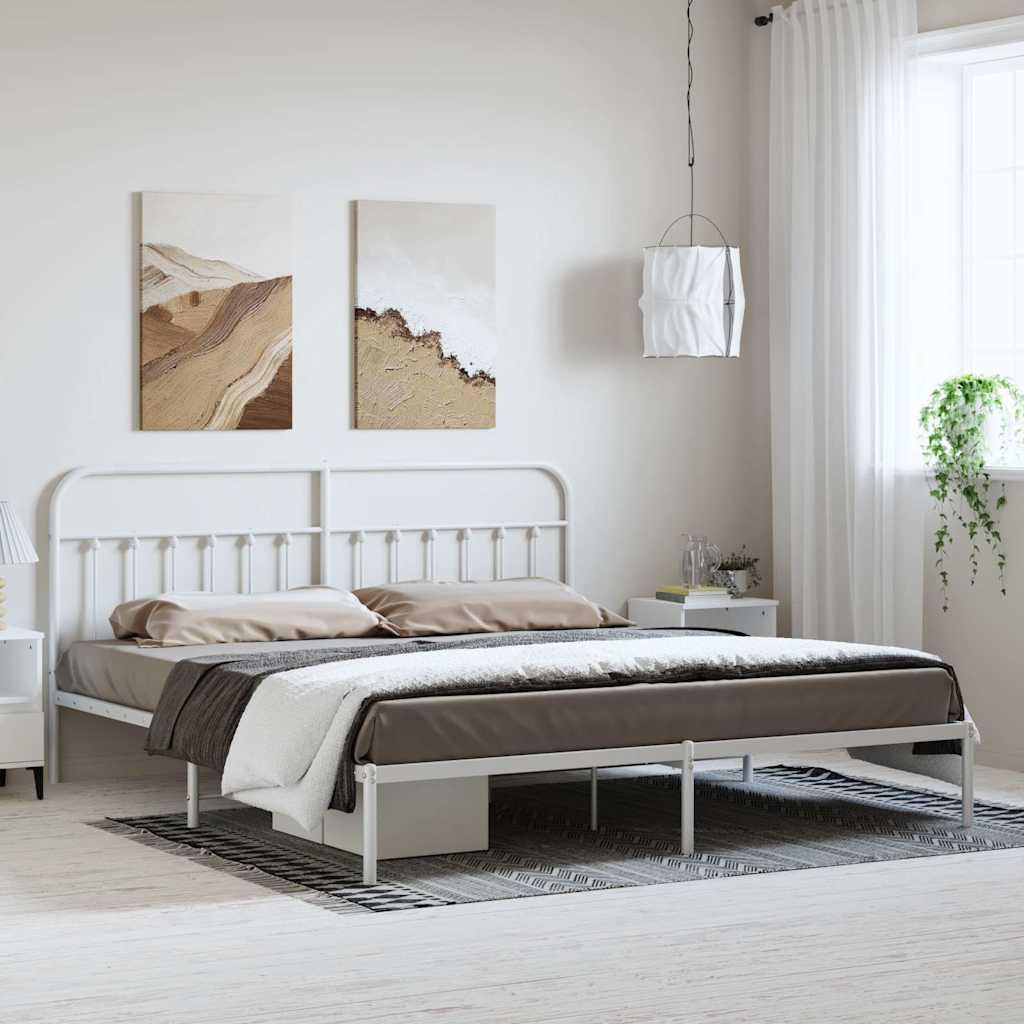 Giroletto con Testiera Metallo Bianco 193x203 cm