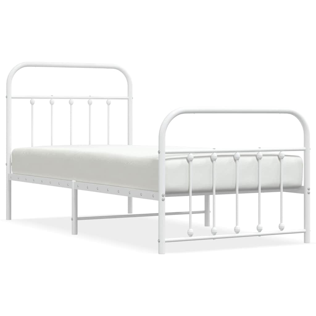 Giroletto con Testiera e Pediera Metallo Bianco 90x190 cm | homemem39