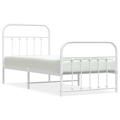 Giroletto con Testiera e Pediera Metallo Bianco 90x190 cm | homemem39