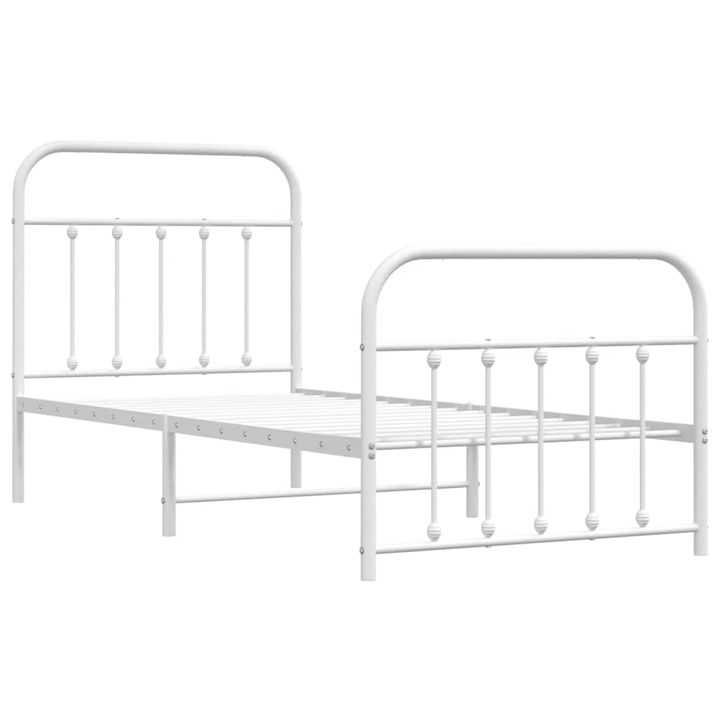 Giroletto con Testiera e Pediera Metallo Bianco 90x190 cm | homemem39