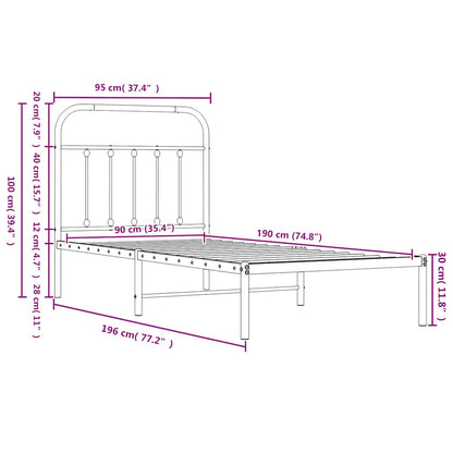 Giroletto con Testiera e Pediera Metallo Bianco 90x190 cm | homemem39