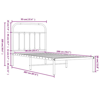 Giroletto con Testiera e Pediera Metallo Bianco 90x200 cm | homemem39