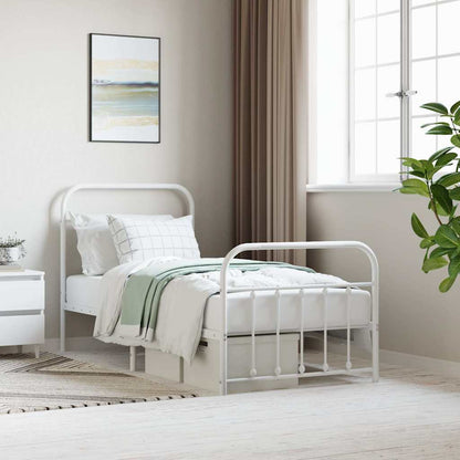 Giroletto con Testiera e Pediera Metallo Bianco 90x200 cm | homemem39