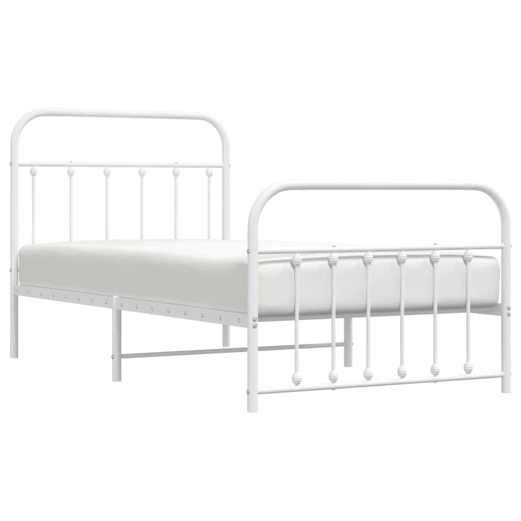 Giroletto con Testiera e Pediera Metallo Bianco 100x190 cm | homemem39