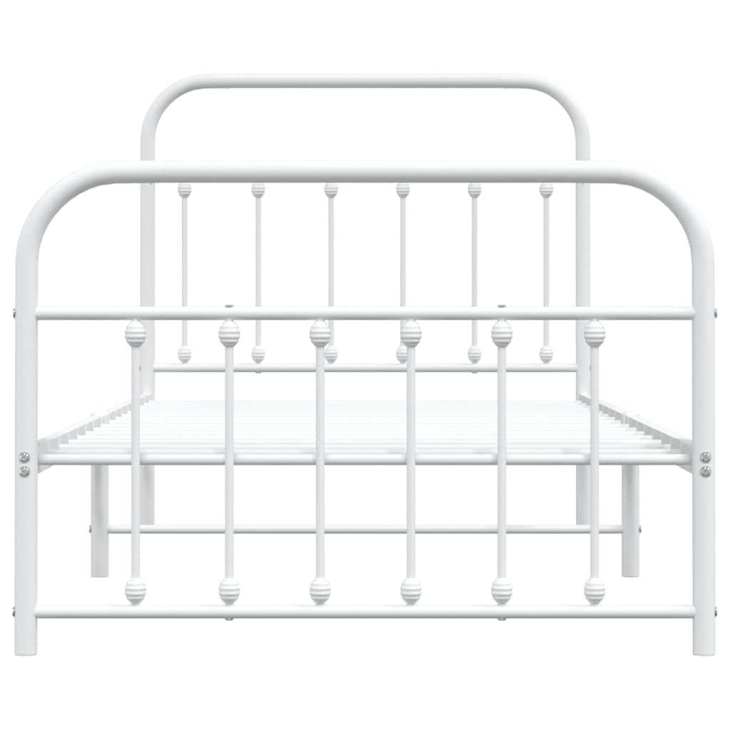 Giroletto con Testiera e Pediera Metallo Bianco 100x190 cm | homemem39