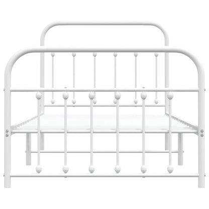 Giroletto con Testiera e Pediera Metallo Bianco 100x190 cm | homemem39