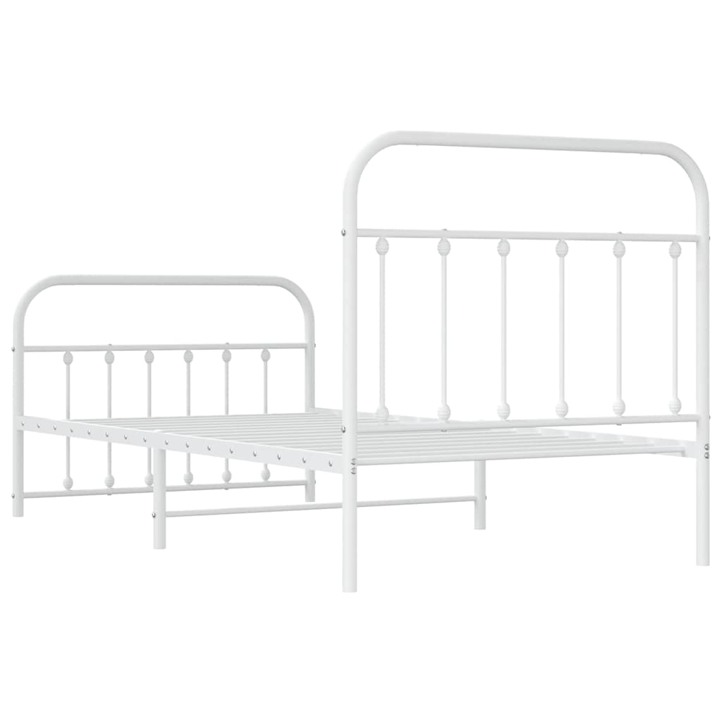 Giroletto con Testiera e Pediera Metallo Bianco 100x190 cm | homemem39