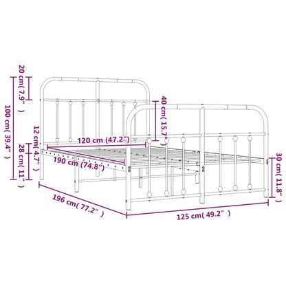 Giroletto con Testiera e Pediera Metallo Bianco 120x190 cm