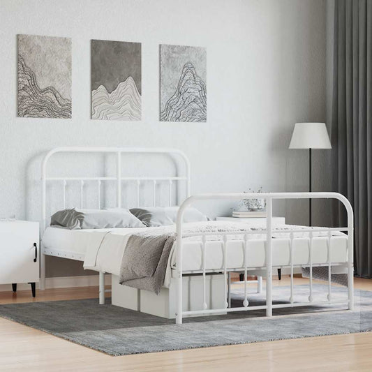 Giroletto con Testiera e Pediera Metallo Bianco 120x190 cm | homemem39