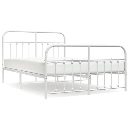 Giroletto con Testiera e Pediera Metallo Bianco 135x190 cm