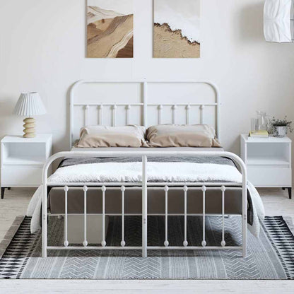 Giroletto con Testiera e Pediera Metallo Bianco 135x190 cm