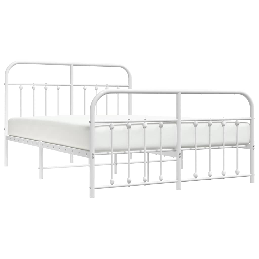 Giroletto con Testiera e Pediera Metallo Bianco 135x190 cm